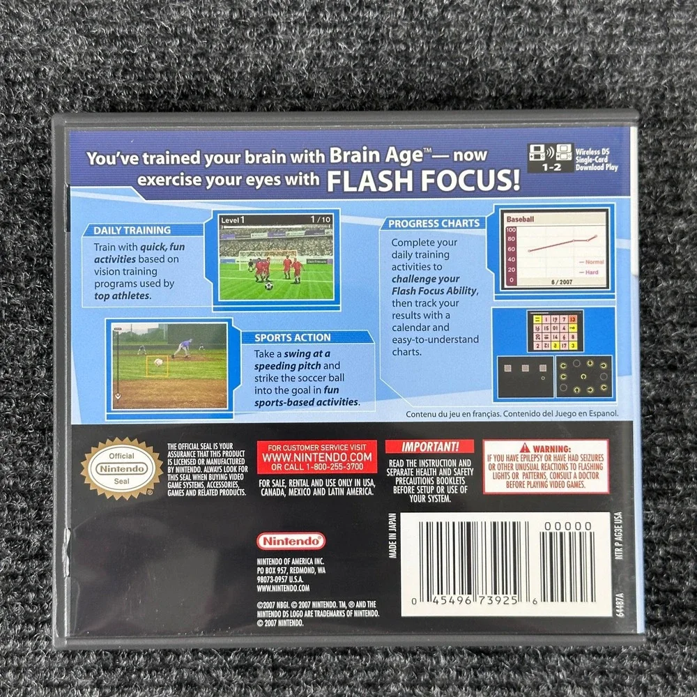 Flash Focus Vision Training in Minutes a Day‎ Nintendo DS CIB Complete